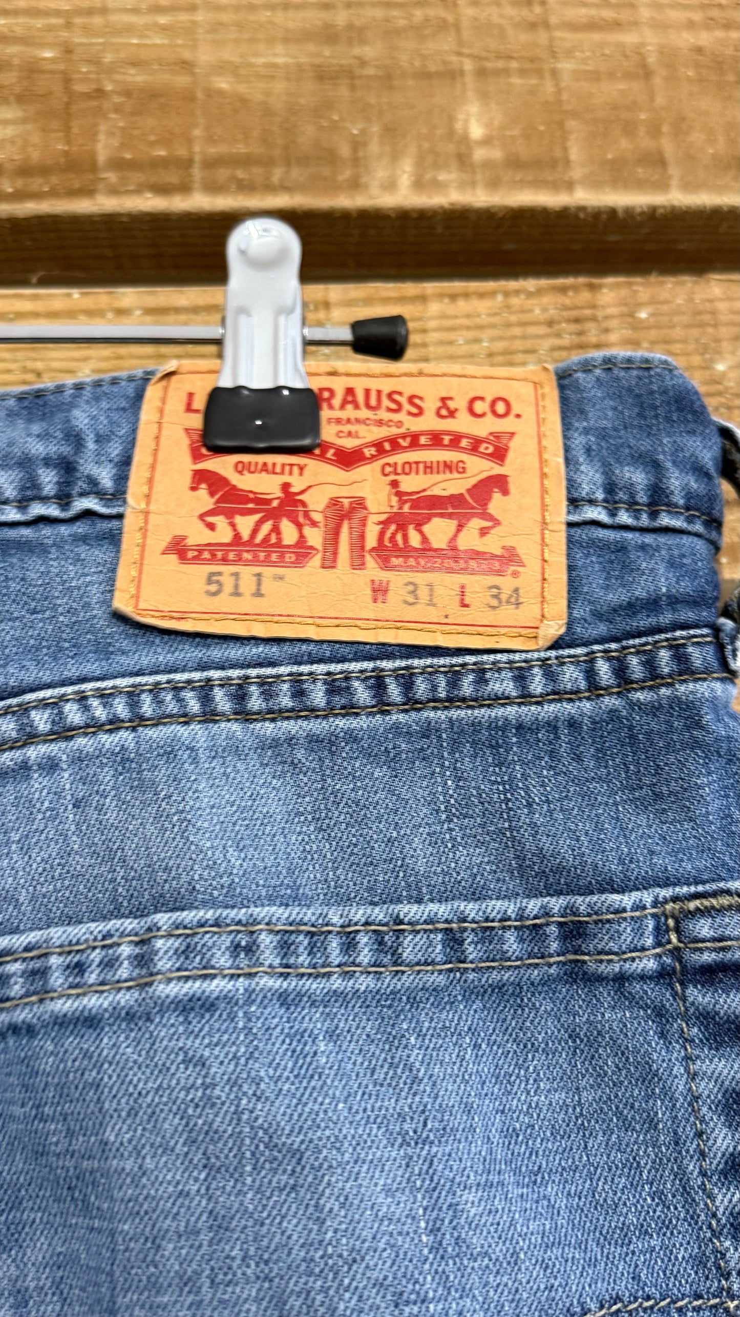 Vintage 90s Levi’s 511 Cut Off Denim Shorts. 31” waist, UK10-12”