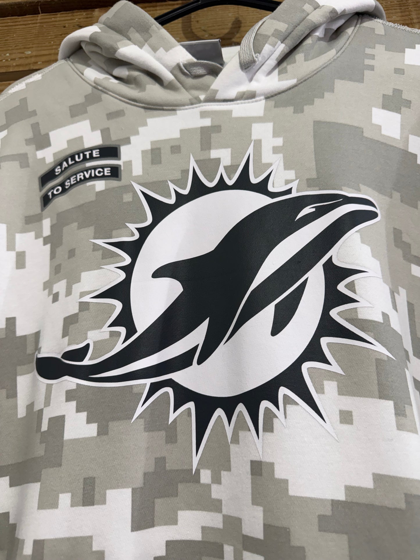 Nike x NFL Miami Dolphins Salute to service hoodie/ hooded sweater. Bitmap Camo. Size Large.