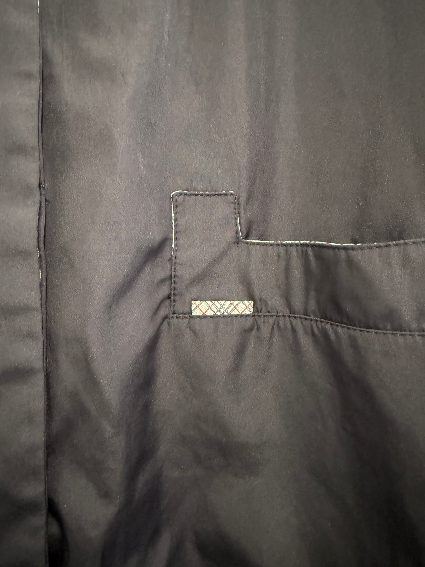 Vintage 90s Burberry nova check black rain jacket. Hooded. Size Medium.