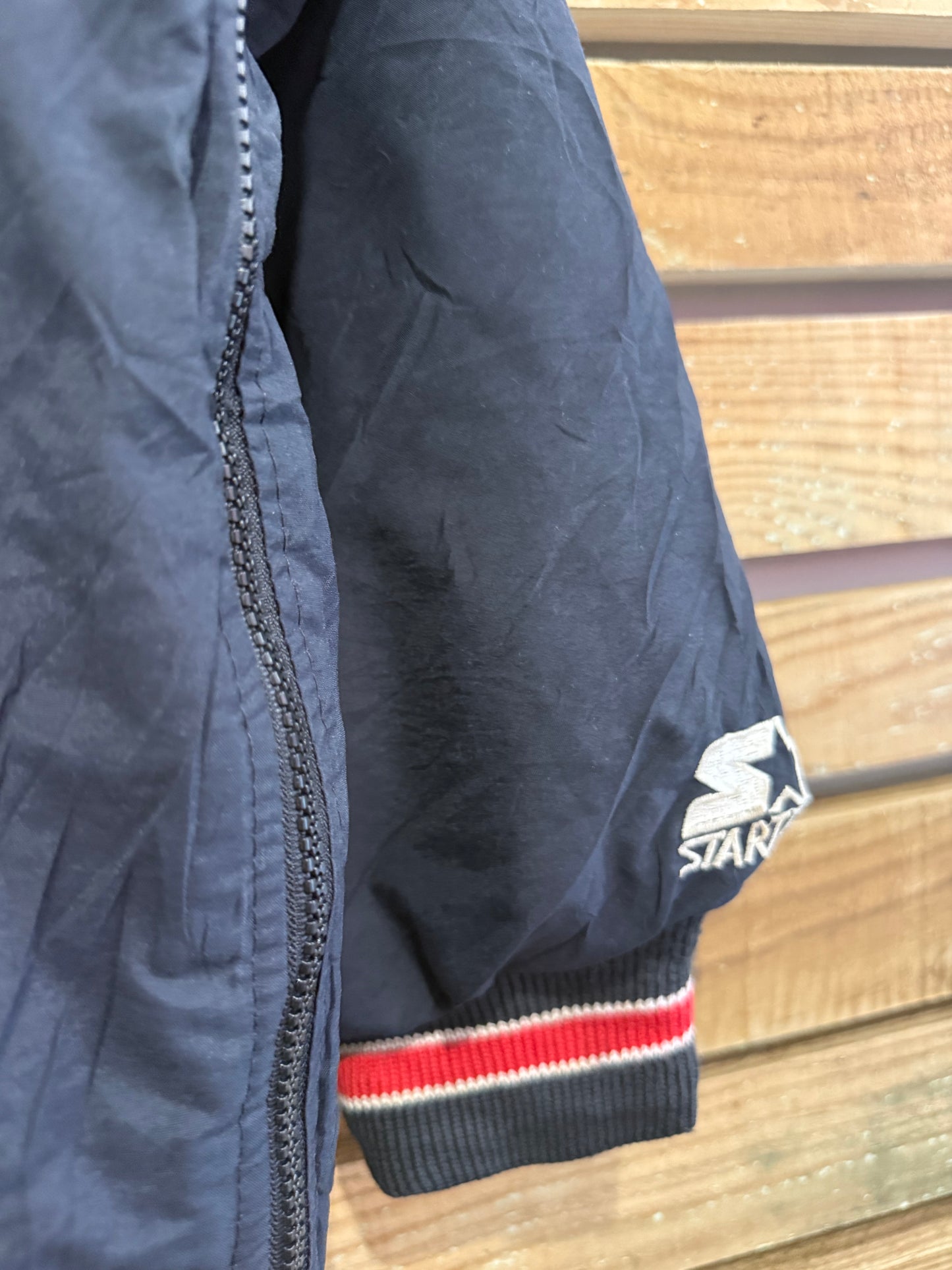Vintage 90s Starter Fresno State University NCAA hooded 1/4 zip sports Starter jacket. XL