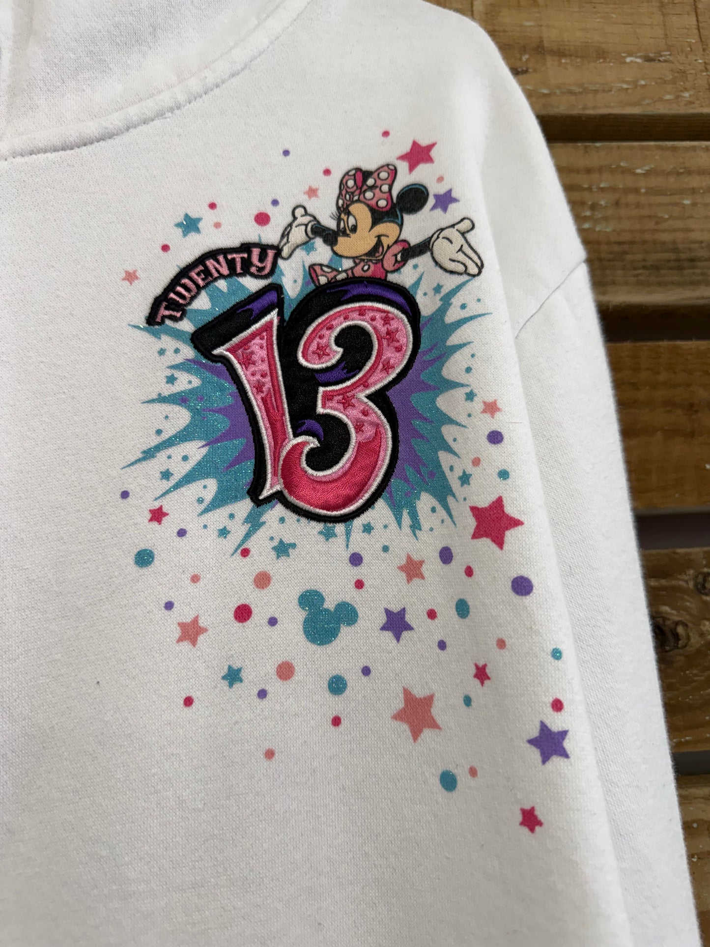 Disneyland Anniversary Mickey Mouse hoodie/ hooded sweater. White. Size 3XL