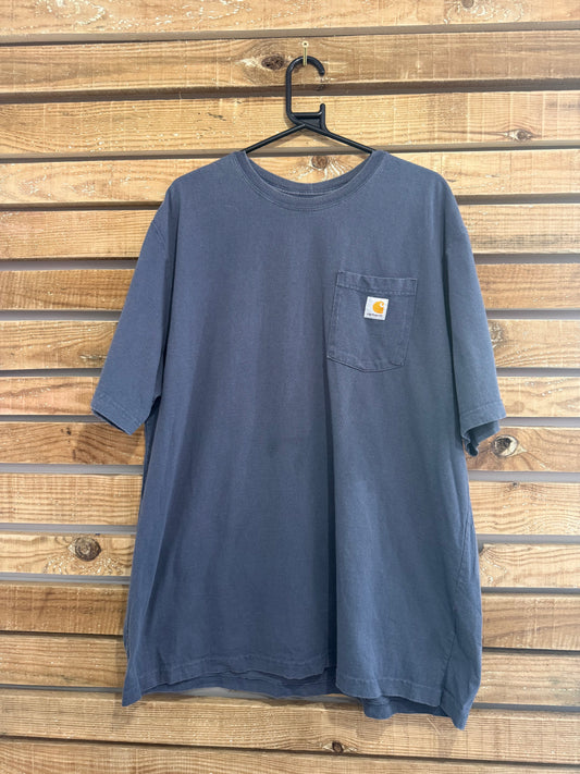 Carhartt logo pocket t-shirt. Navy blue. Workwear/ cowboy/ USA. Size XL.