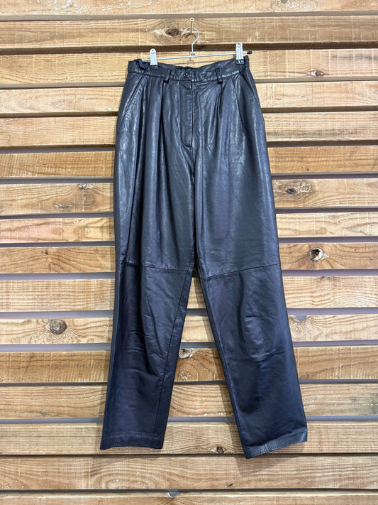 Vintage 90s leather pants/ trousers. 25” waist. Size 6