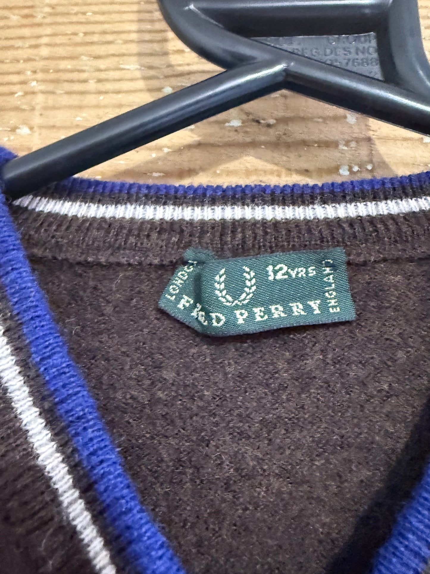 Vintage 90s Fred Perry knitted vest jumper/ sweater. Brown. Size Small. Golf.