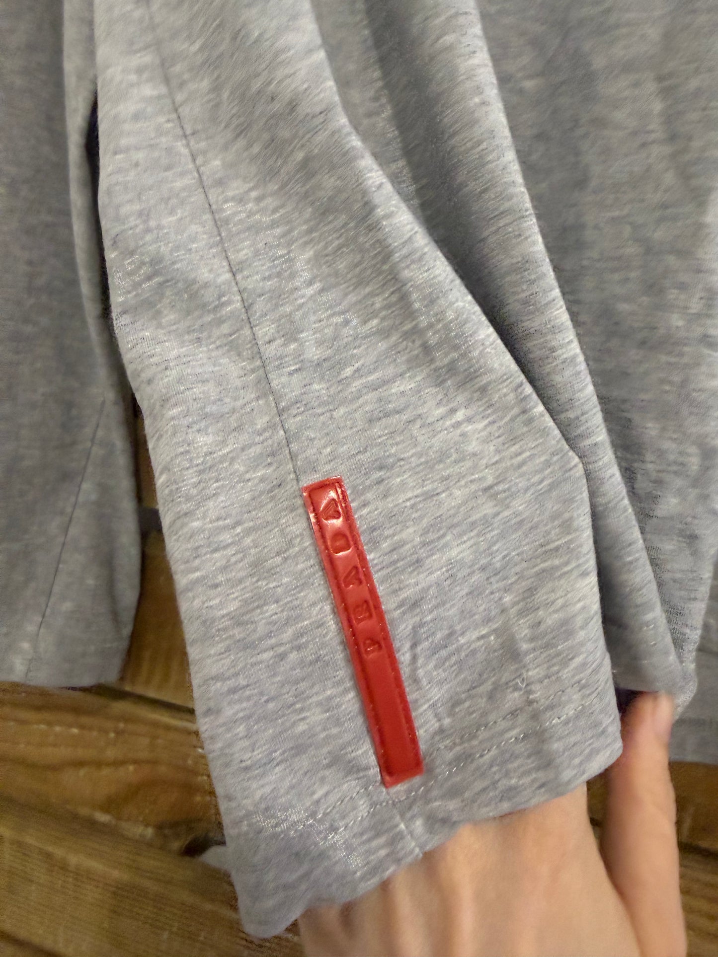 Vintage 90s Prada 1/4 zip top/ sweater. Grey. Size Medium.