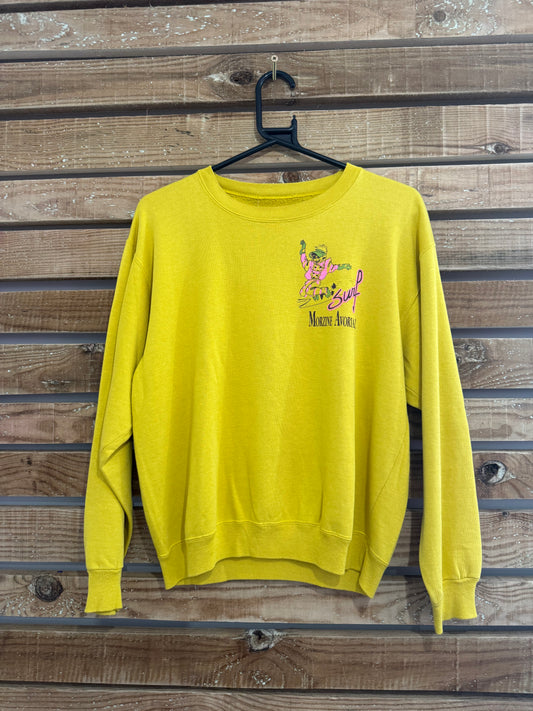 Vintage 80s Surf sweater/ sweatshirt. Yellow. Size small.