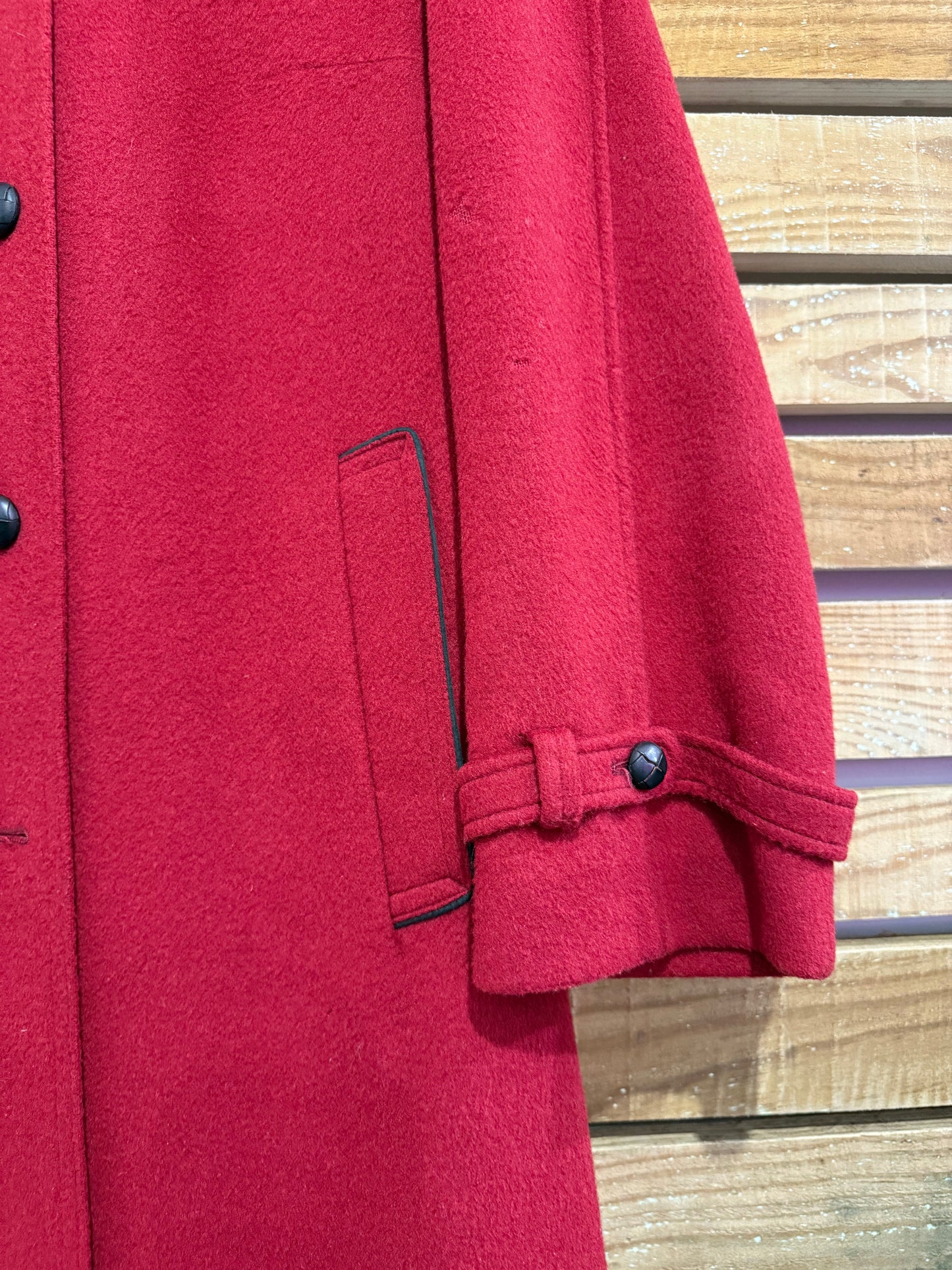Vintage 80s Wool Pea Coat. Red. Free sizing.