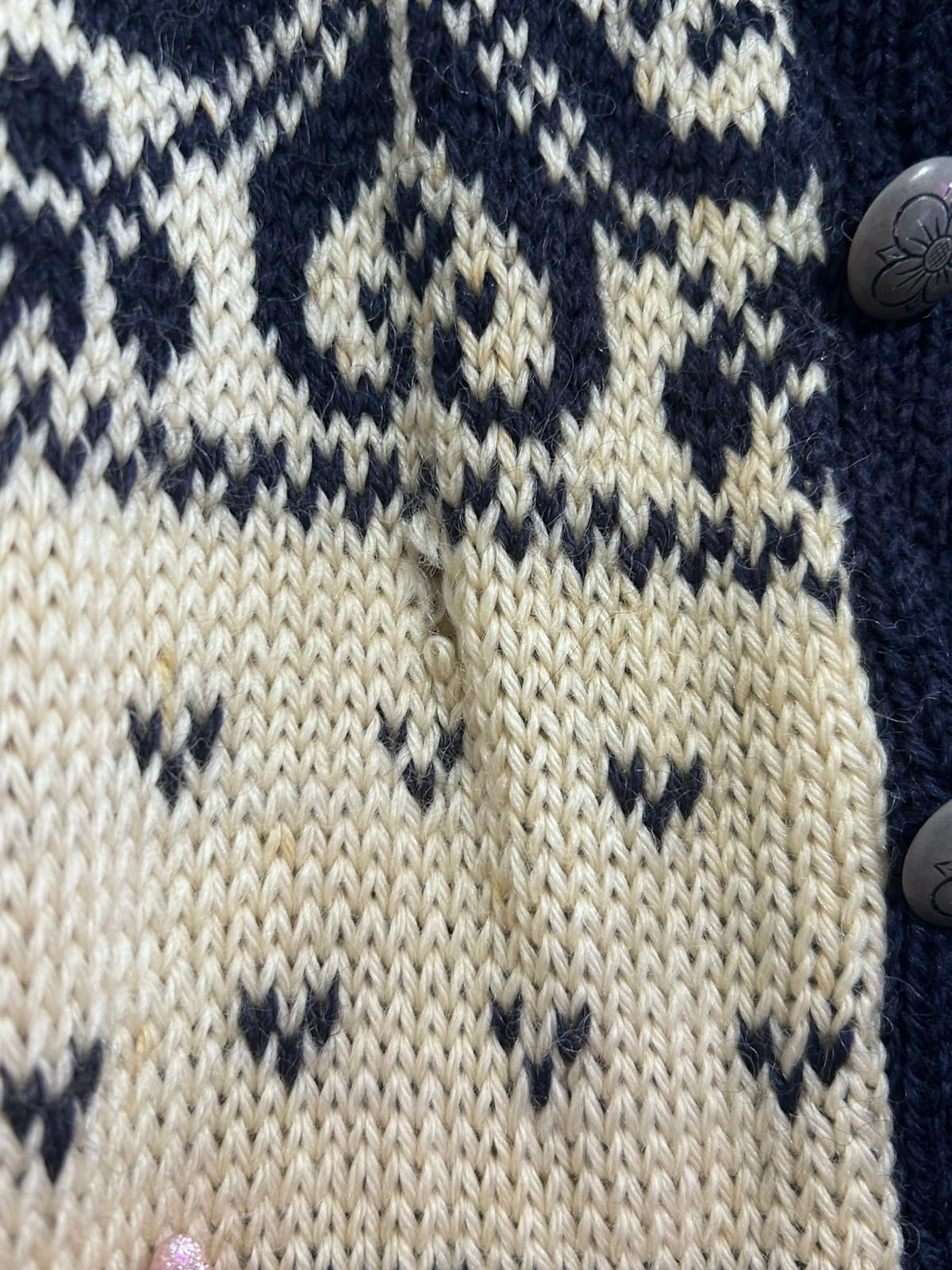 Vintage 70s fair-isle Icelandic 100% wool cardigan with buttons. Size Large.