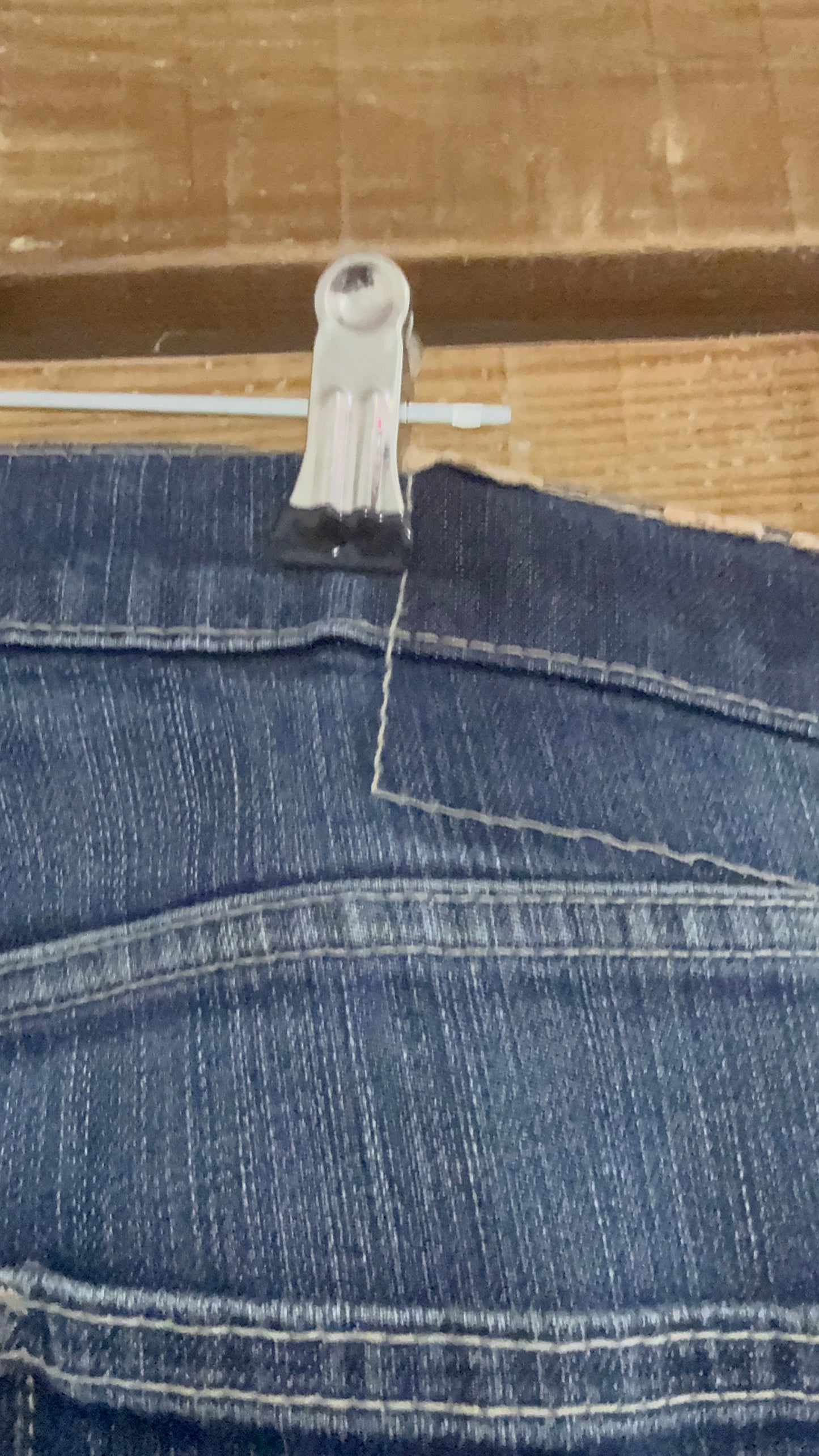 Vintage 90s Levi’s Dark Blue distressed jeans. Waist 32” leg 30”