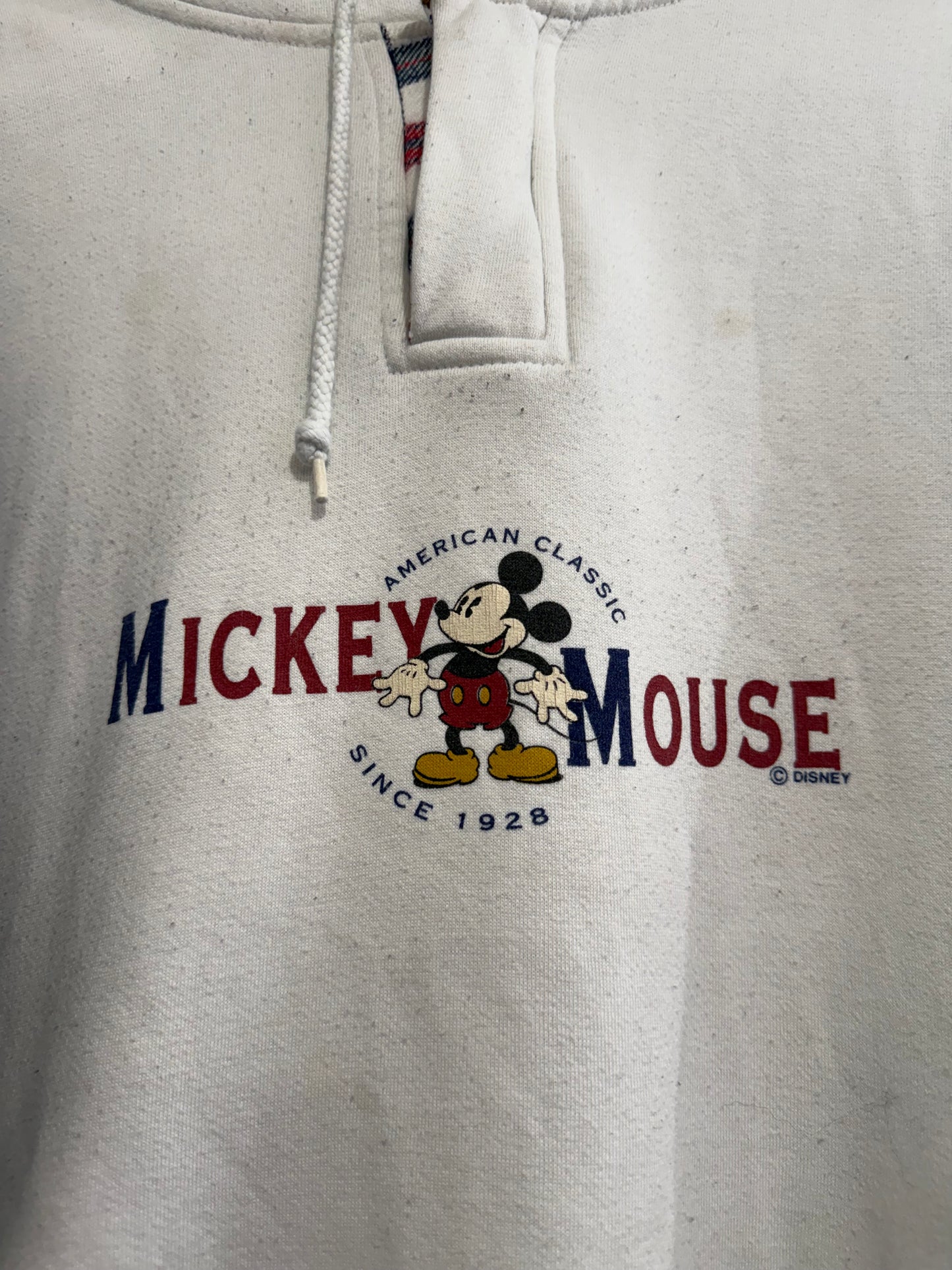 Vintage 80s Disney Mickey Mouse hoodie/ hooded sweater. White. Size Large.