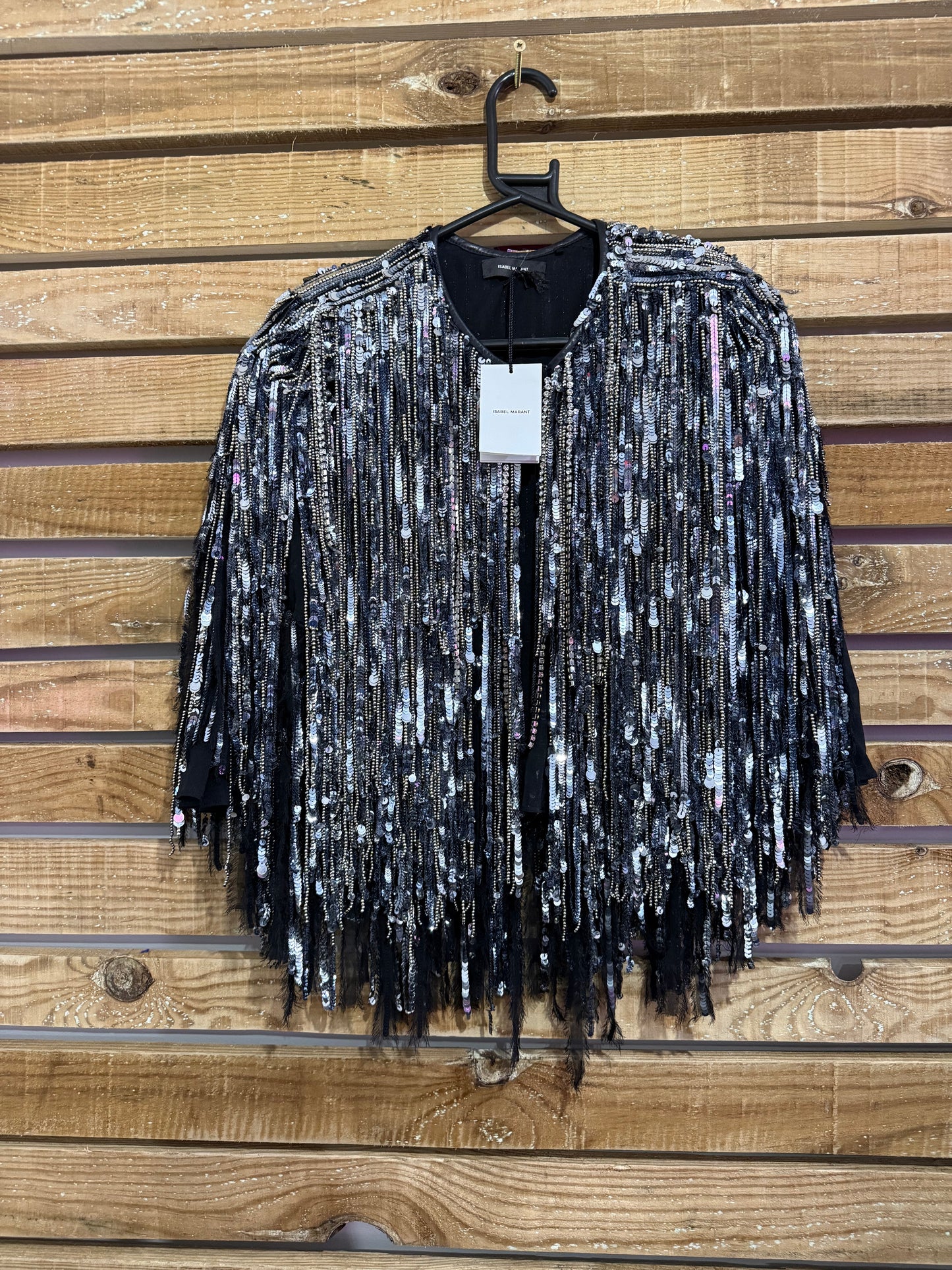 BNWT Isabel Marant Peonia Sequin-Fringe Silk-Organza Top/ cape/ shawl. Free sizing. Christmas/ party
