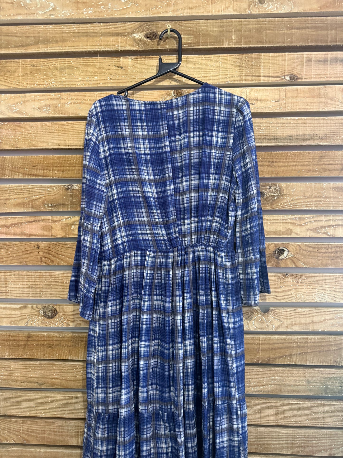 Anthropology Conditions Apply checked/ gingham tiered maxi dress. Bamboo. Summer. Medium.