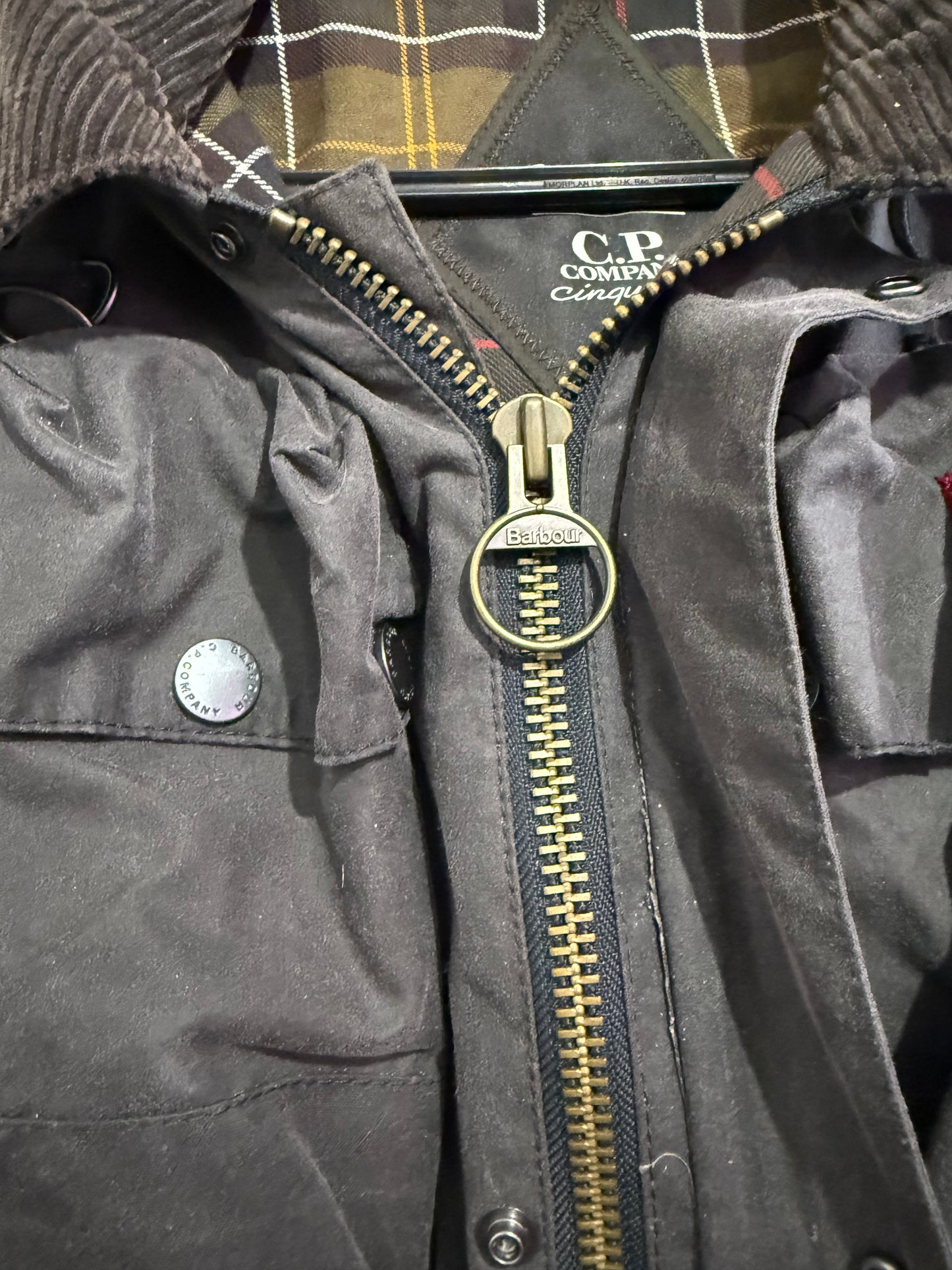 Barbour x C.P. Company 500 Miglia multi-pocket waxed jacket. RARE. Goggles. Charcoal.