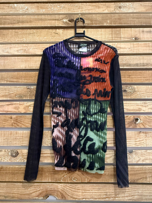 Vintage Y2K RARE Jean Paul Gaultier Greta Garbo Marlene Dietrich Mesh Top. Size Medium.
