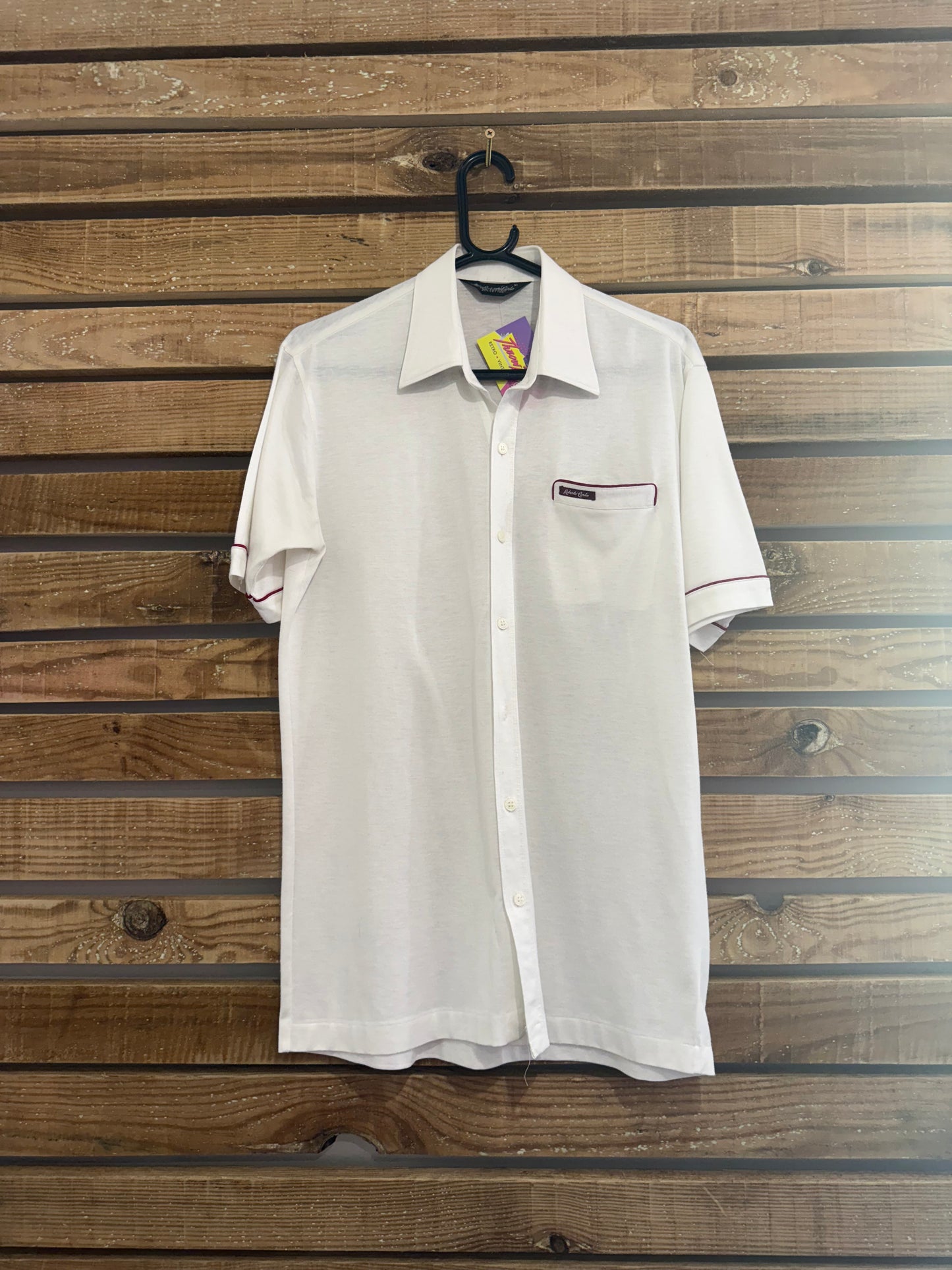 Vintage 80s Roberto Carlo white cotton button up shirt. Size Medium. 40” chest.