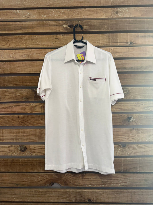 Vintage 80s Roberto Carlo white cotton button up shirt. Size Medium. 40” chest.