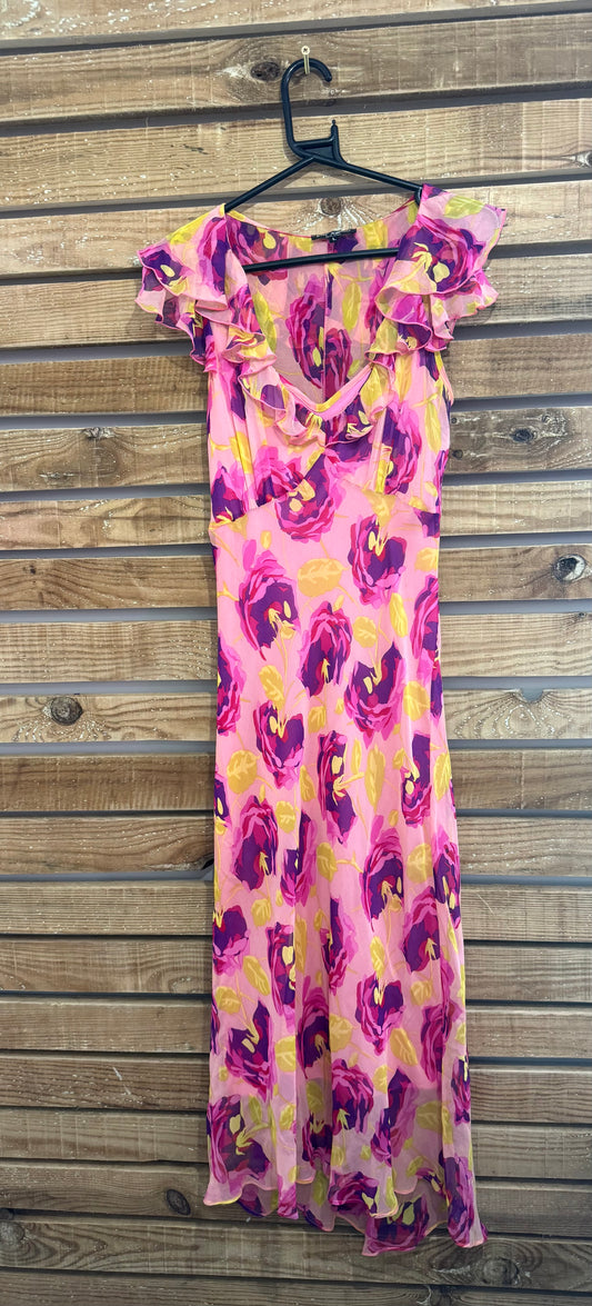 Vintage Y2K Betsey Johnson floral silk floaty dress. Size UK10. Wedding/Party/Evening. Fairycore/ Whimsy.