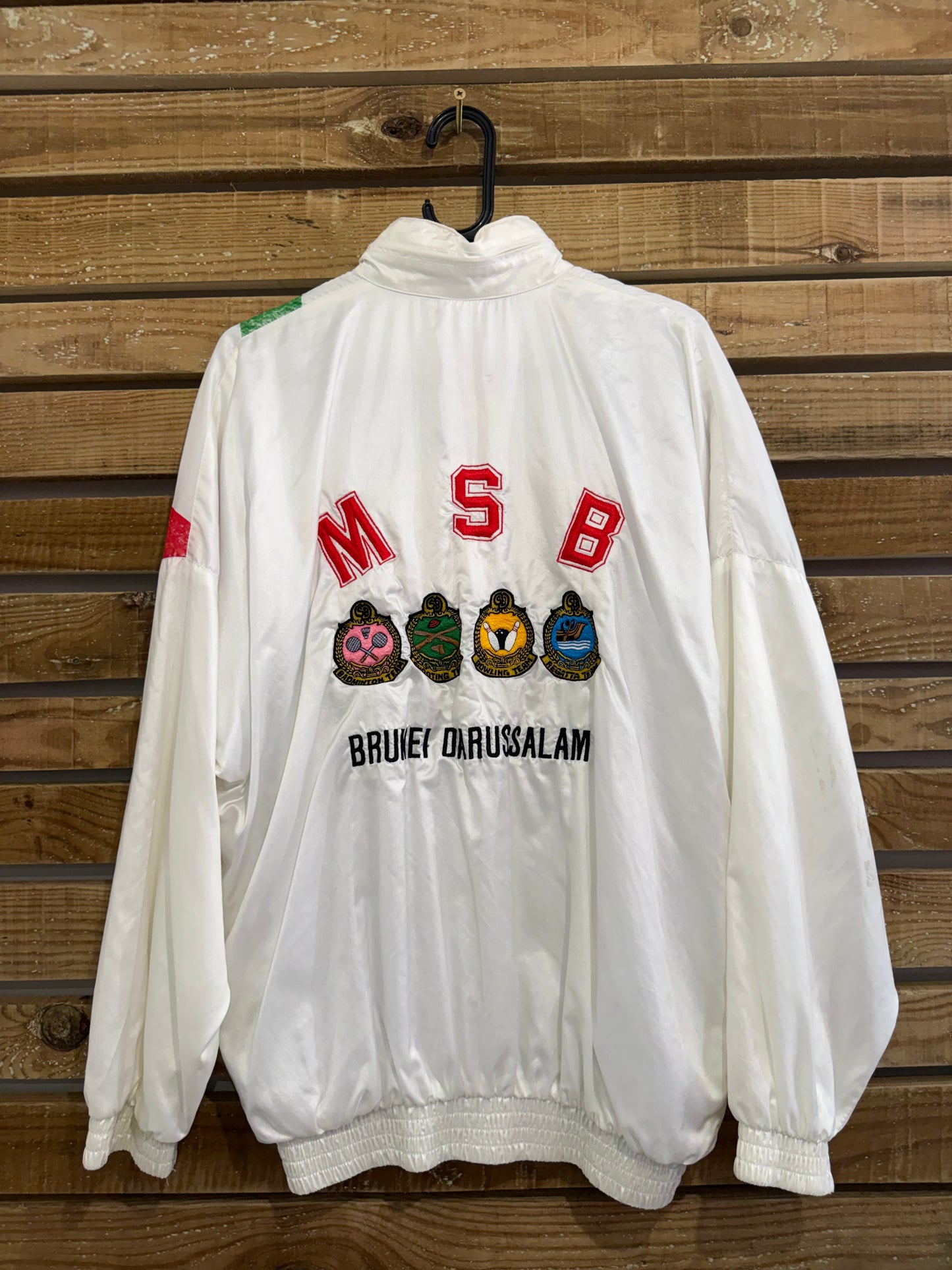 Vintage 80s Brunei Darussalam zip up windbreaker/ shell jacket. Sports. Size Large. Festival.