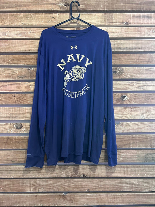 Vintage Y2K Under Armour Navy long sleeve t-shirt. Size XXL
