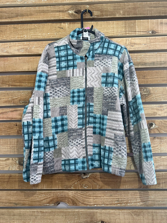 Vintage 90s patterned fleece. Zip up. Size Large. Festival/ winter.