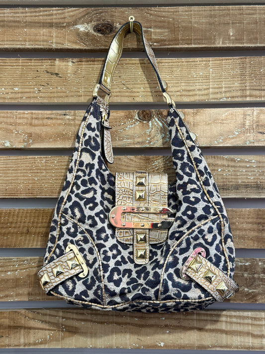 Vintage Y2K Guess leopard print textured brown bag. Studded.