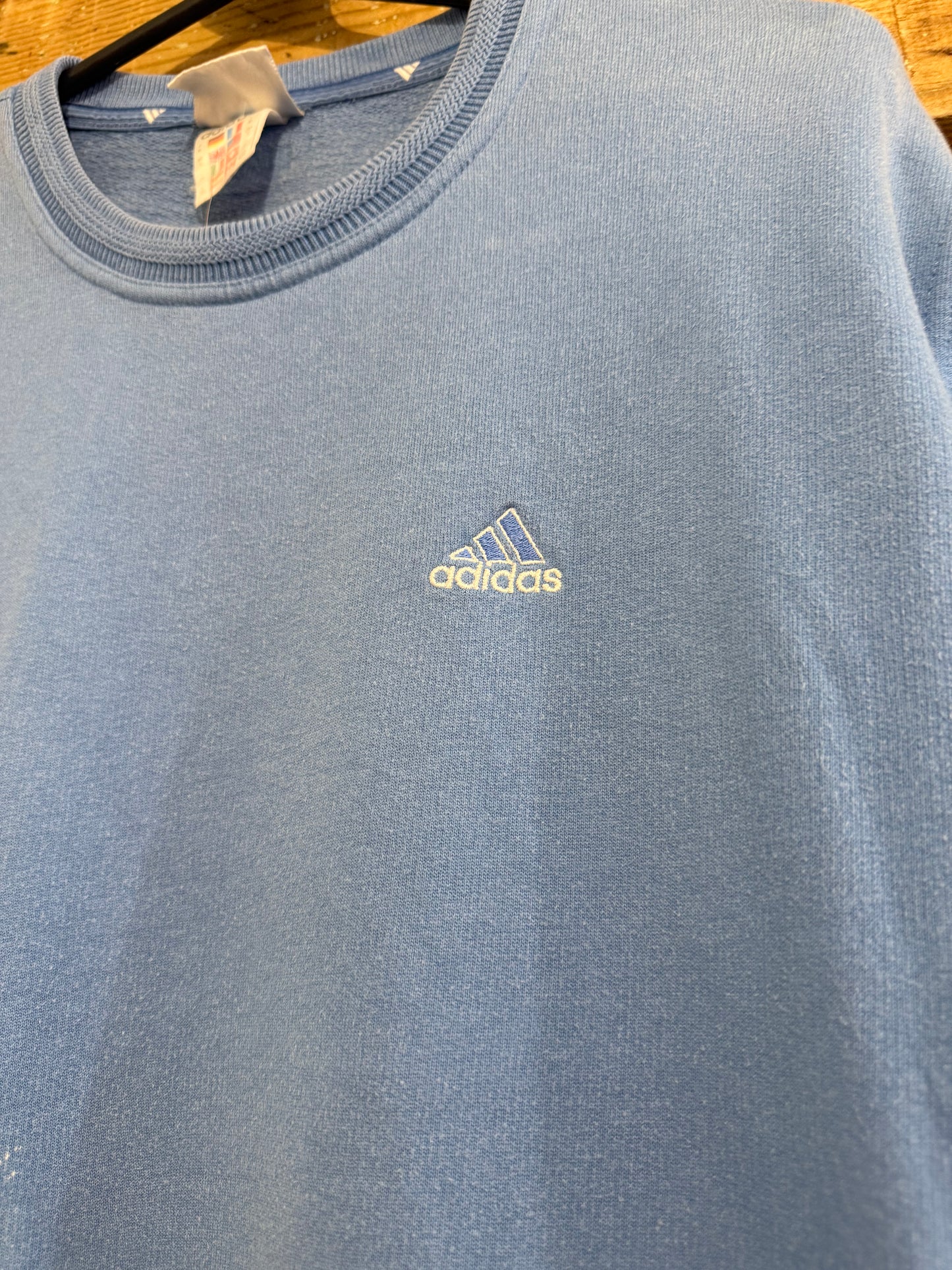 Vintage 90s Adidas blue sweater/ sweatshirt. Size Small.