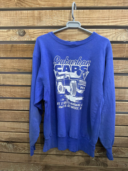 Vintage 90s Champion reverse weave American Suburban cars spell-out sweater/ sweatshirt. USA. Size XL.