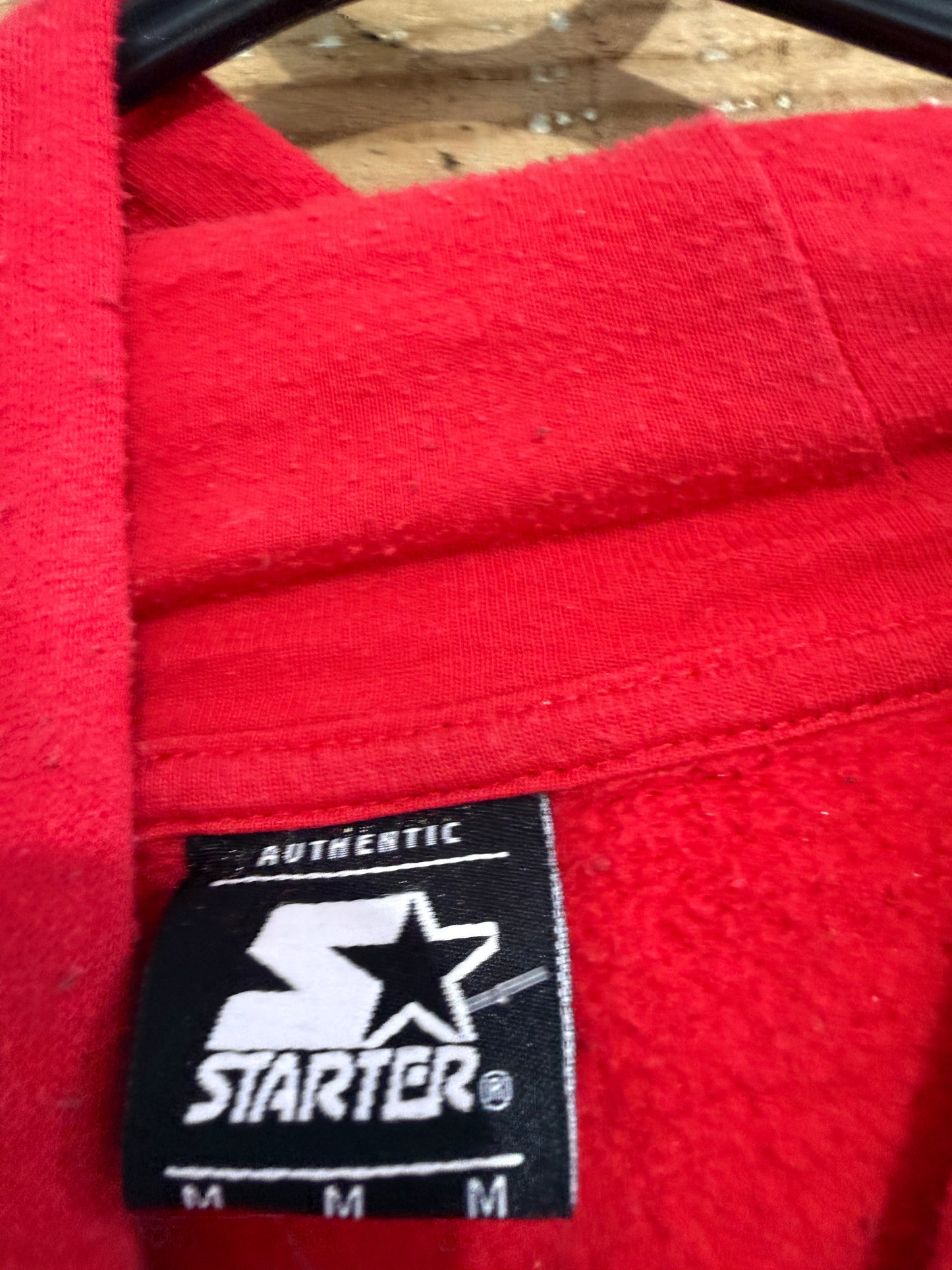 Vintage Y2K Starter Spell-out hoodie/ hooded sweater. USA/ American. Red. Size Medium.