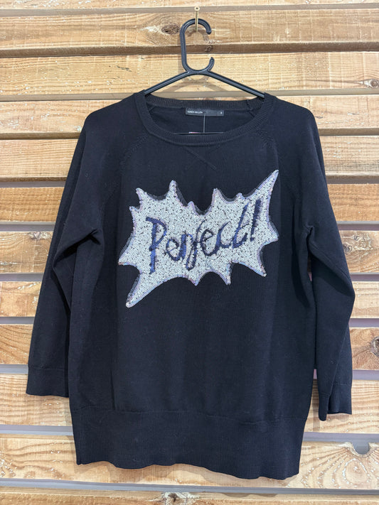 Karen Millen perfect sequin knit jumper/ sweater. Black. Size 3 (up to a size 14)