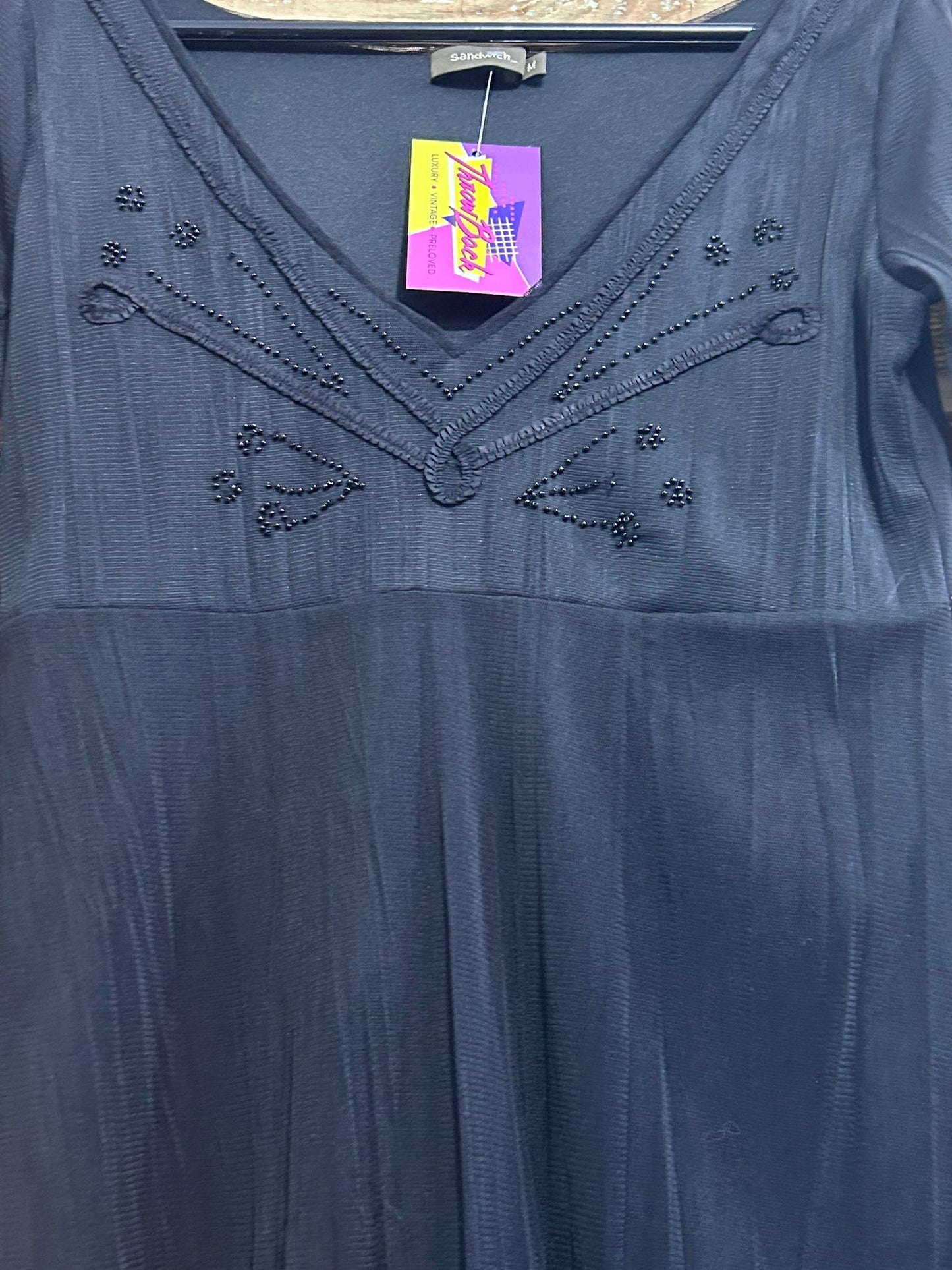 Vintage Y2K midi embroidered dress. boho/ evening. Size 10-12.