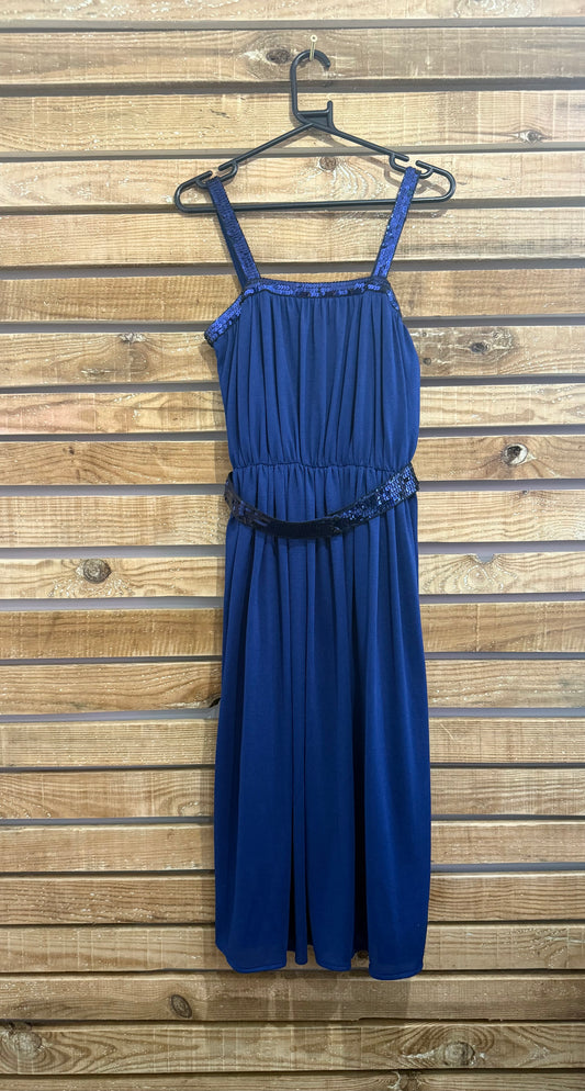Vintage 80s does 50s Lucie Linden swing dress. Blue. Sequinned detail. Prom/ summer.