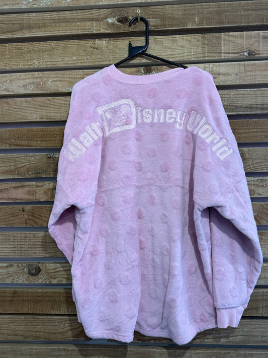 Vintage RARE Y2K Disney world spirit jersey fleece sweater/ sweatshirt. USA. Size Large. Pink.