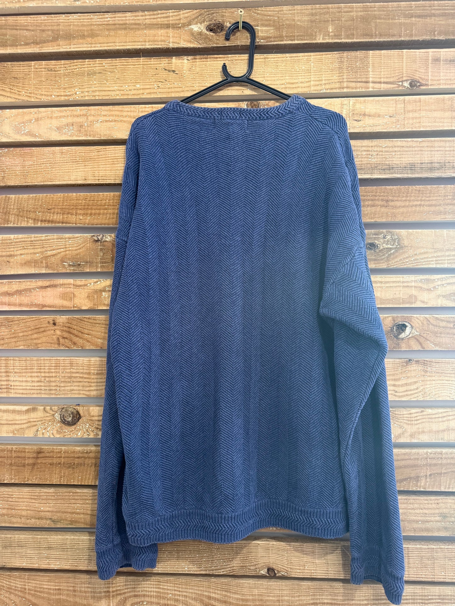 Vintage 90s Chaps Ralph Lauren Crewneck jumper/ sweater. Blue. Ribbed Cotton. Size XXL.