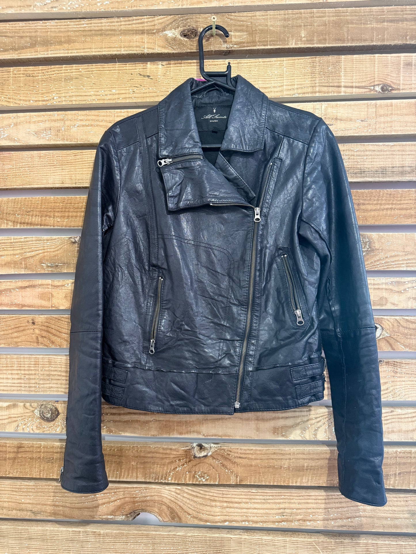 All-Saints leather biker jacket. Size Uk12
