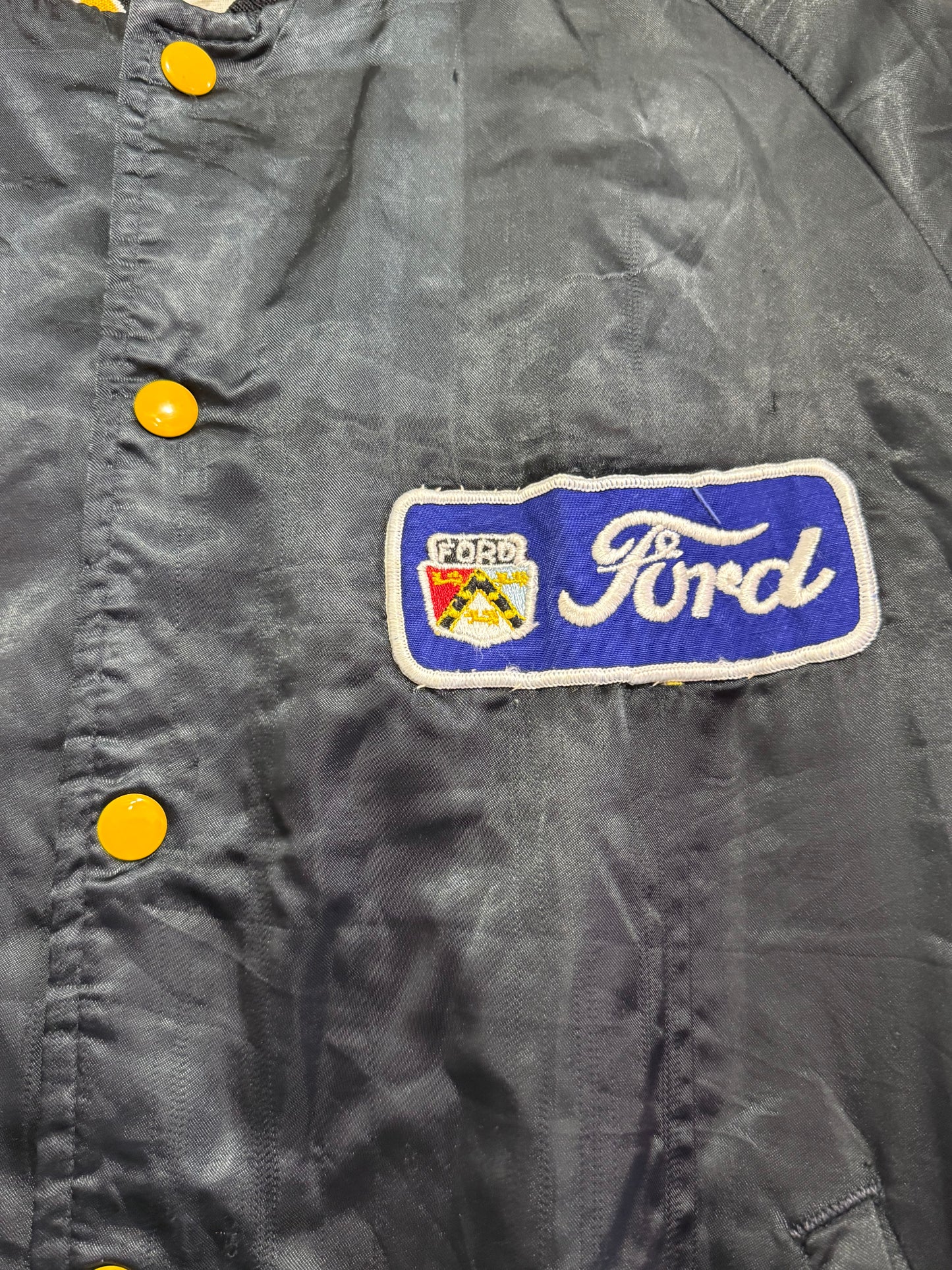 Vintage 80s Ford satin bomber jacket. Sportsmaster USA. Size XL. Racing