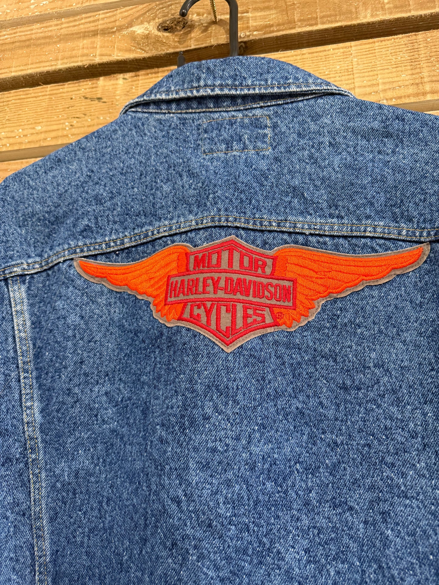 Vintage 80s Deadstock RARE Lee x Harley Davidson blue denim Jacket. Size XXL. Biker