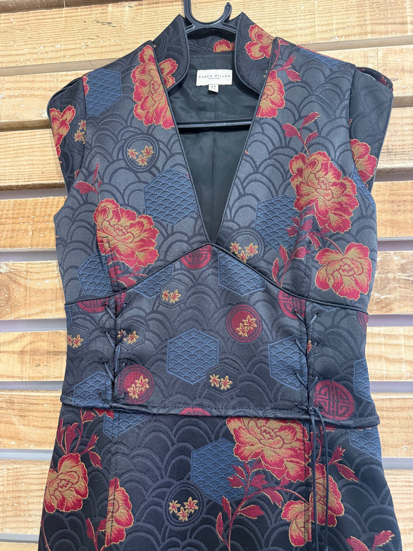 Vintage Y2K Karen Millen oriental style corset evening dress. Size UK10. Wedding/Party/Evening.