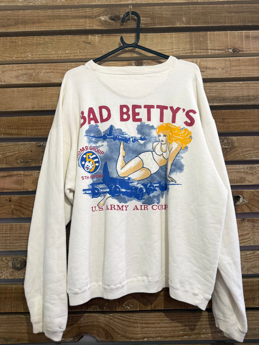 Vintage 90s American Bad Bettys Sweater/ Sweatshirt. US Army Air Force/ Graphic. Size Large