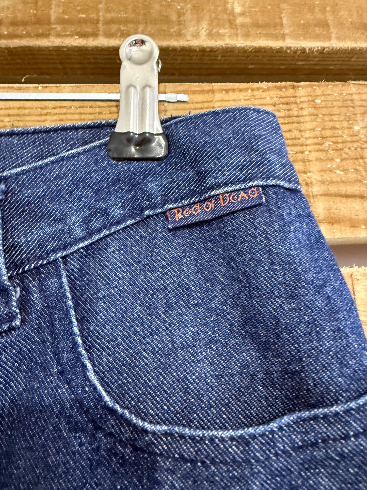 Vintage 90s Red or Dead denim shorts/ Jorts. Medium. 30” waist.