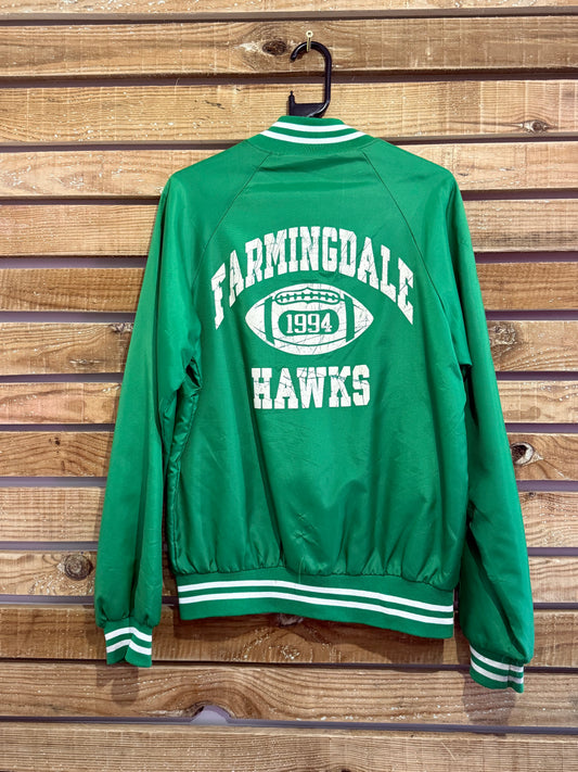 Vintage 90s Farmingdale Hawks bomber jacket. Hartwell USA. Sports jacket. Size Small. Varsity