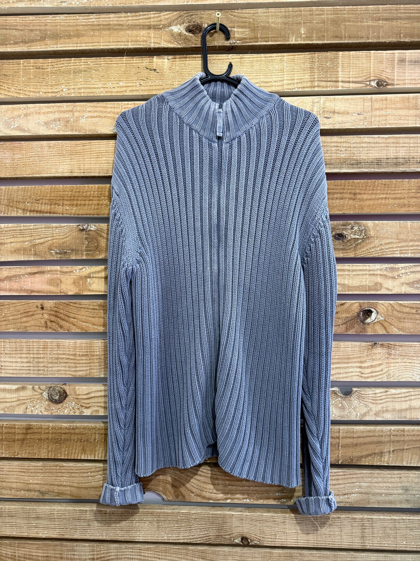 Vintage Y2K Blanc Bleu zip up knit cardigan/ jumper. French workwear. Baby blue. Size Large.