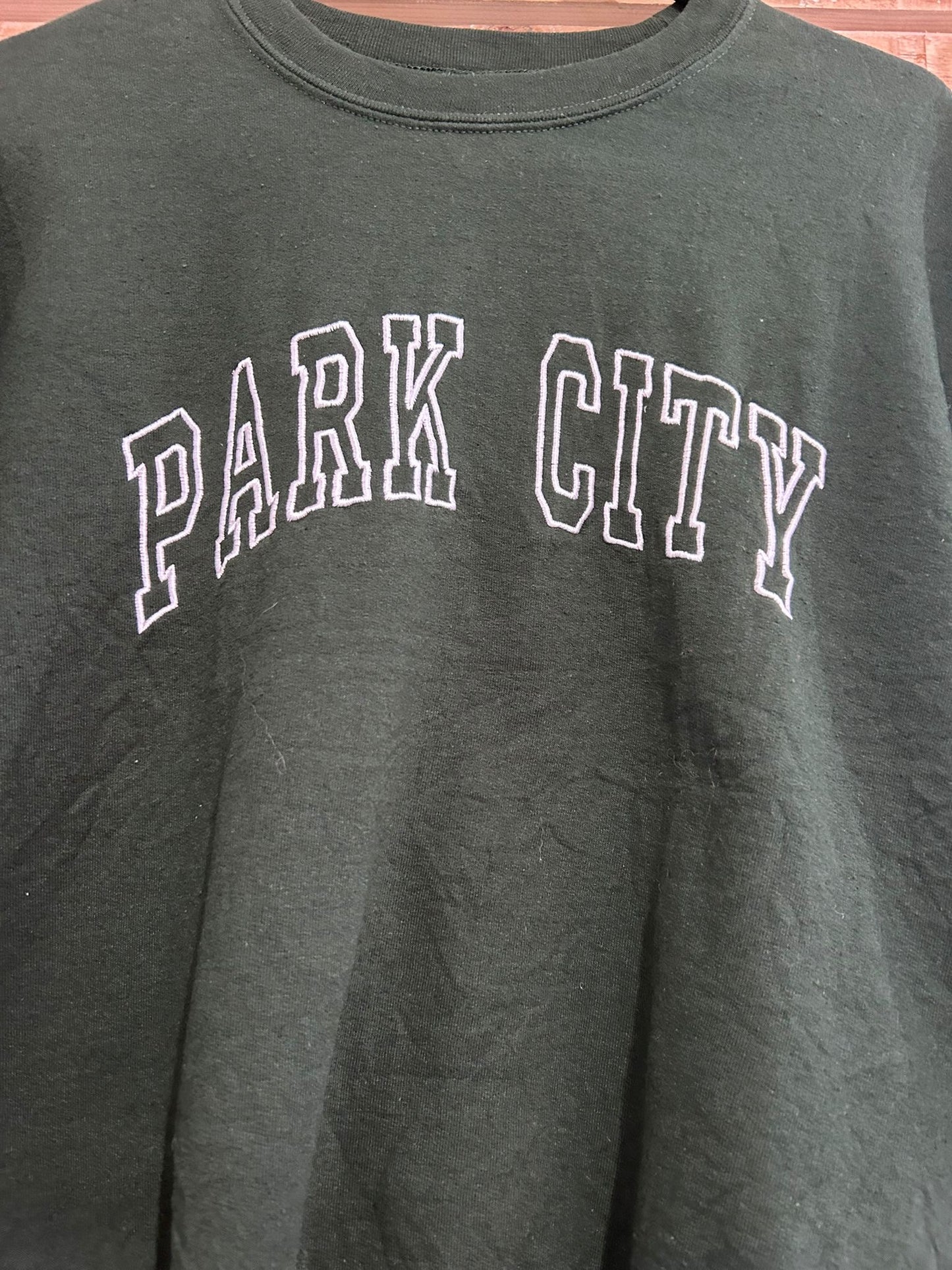 Vintage 90s varsity embroidered sweater/ sweatshirt. “Park city” USA. Size Small.