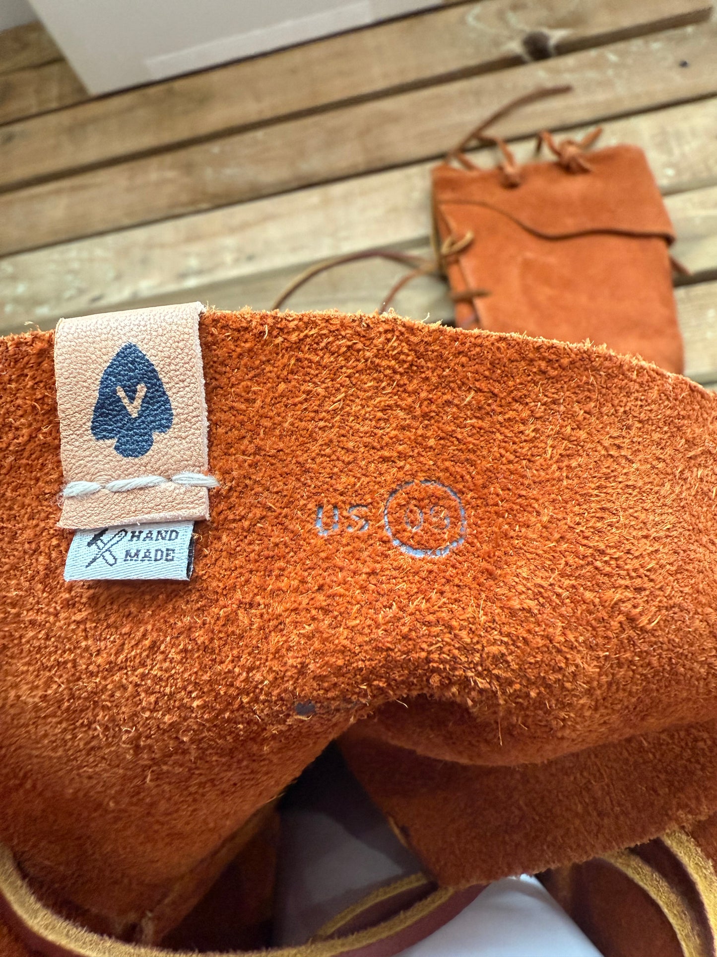 Visvim FBT Trapper Hi-Folk boots in light brown suede. Boxed. UK 8.