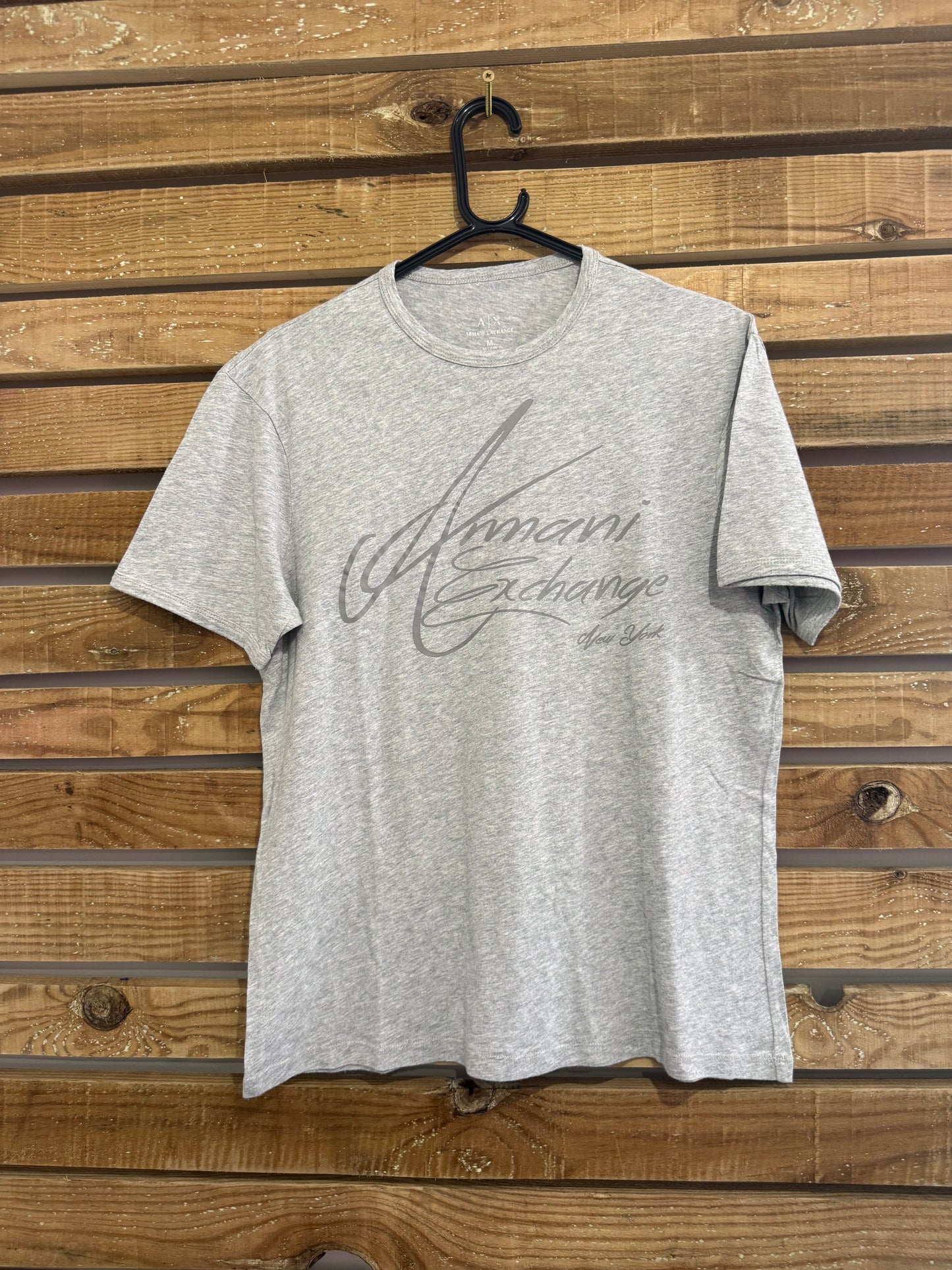 Armani Exchange logo T-shirt. Cotton Crewneck. Grey. Size Medium.