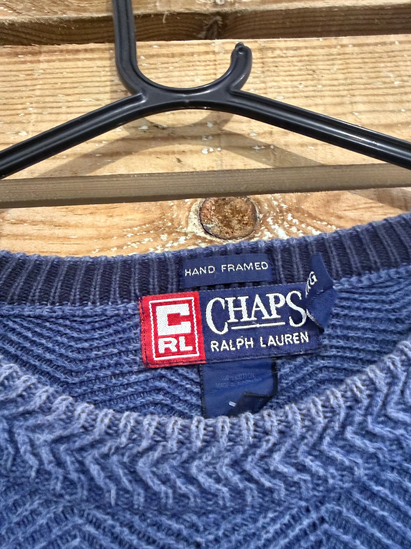 Vintage 90s Chaps Ralph Lauren Crewneck jumper/ sweater. Blue. Ribbed Cotton. Size XXL.