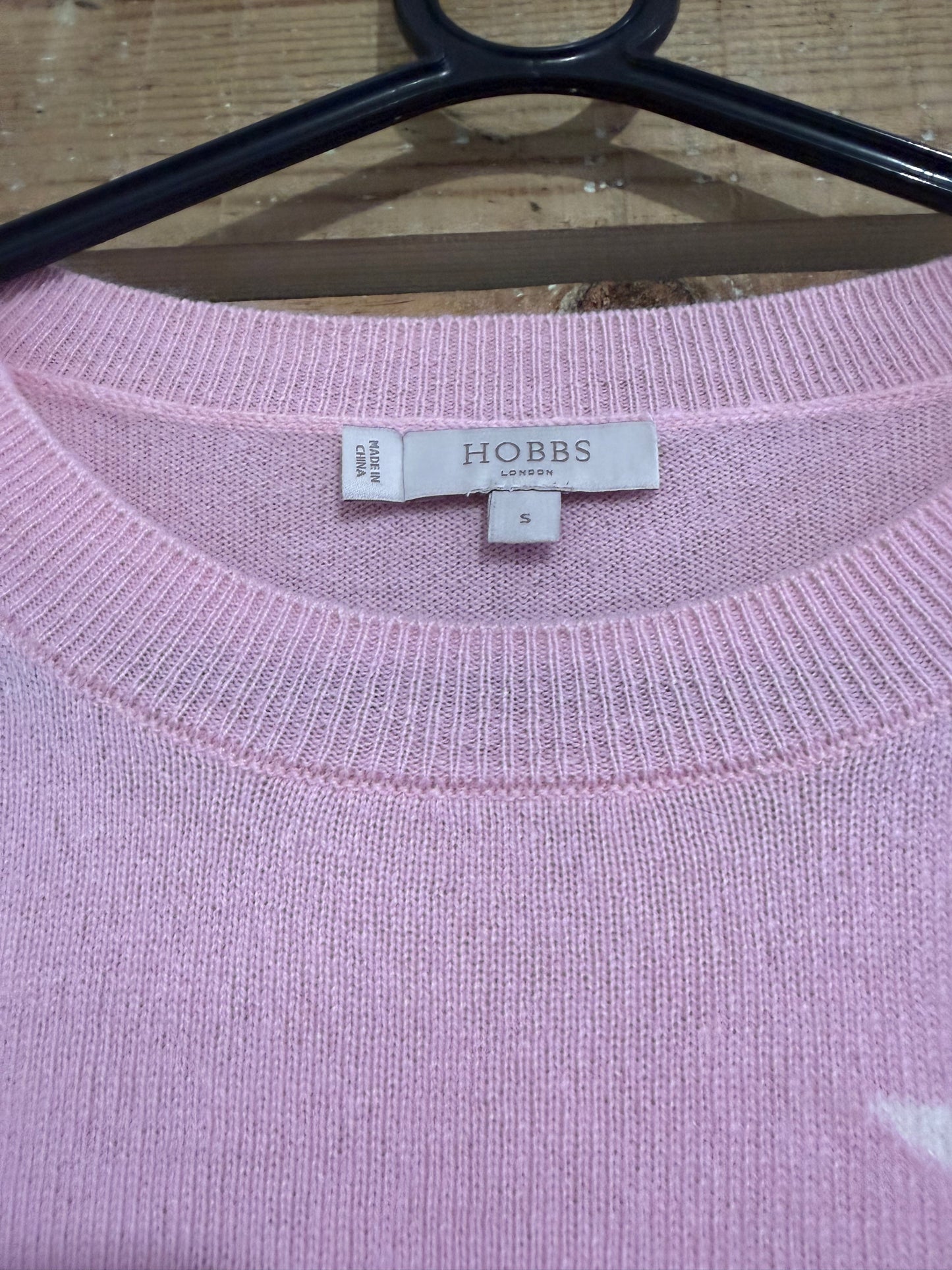 Hobbs star print wool & cashmere jumper/ sweater. Pink. Size Small.