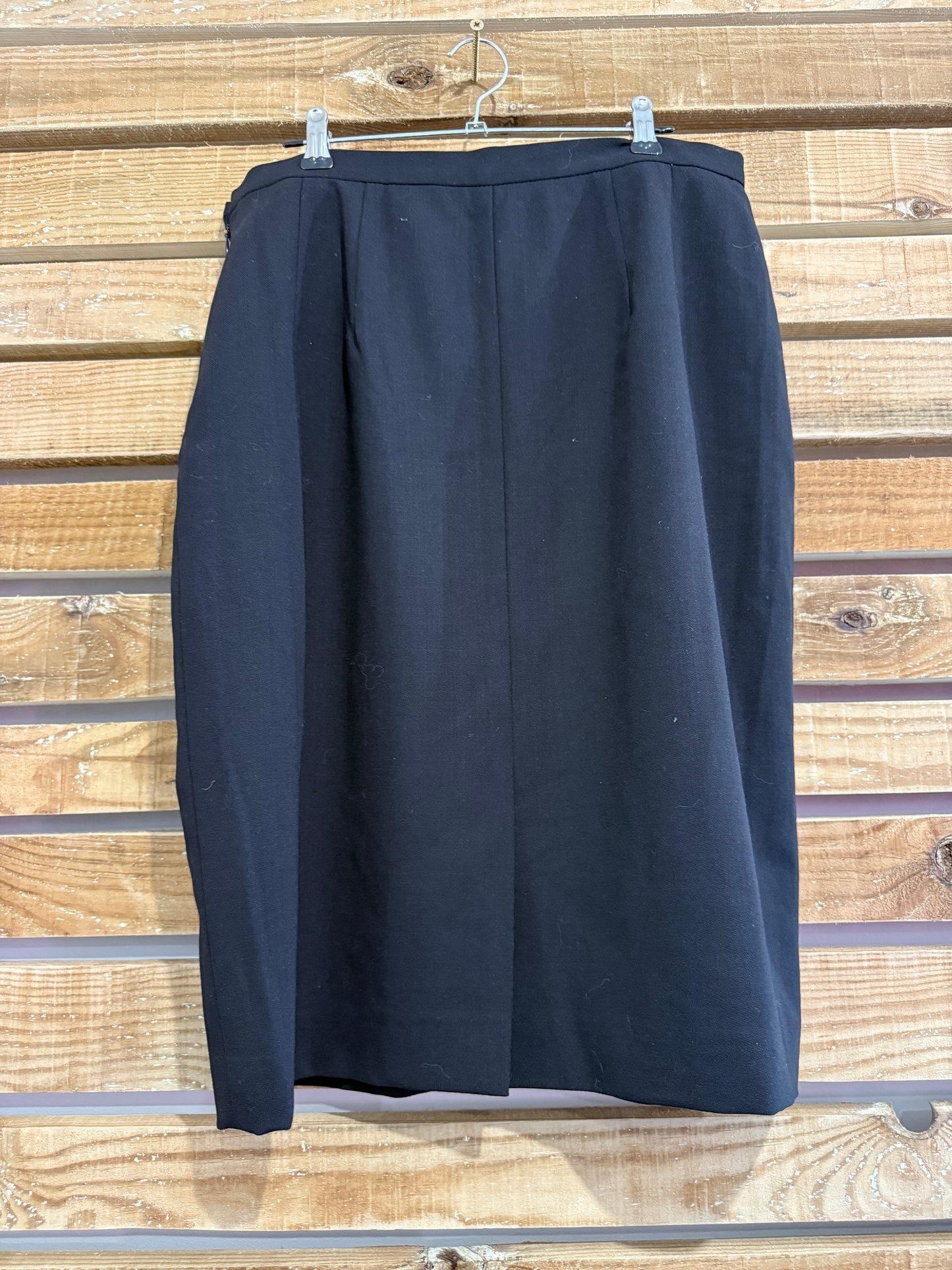 Vintage 80s, 40s style, Aquascutum black wool skirt. Size UK12, 32” waist