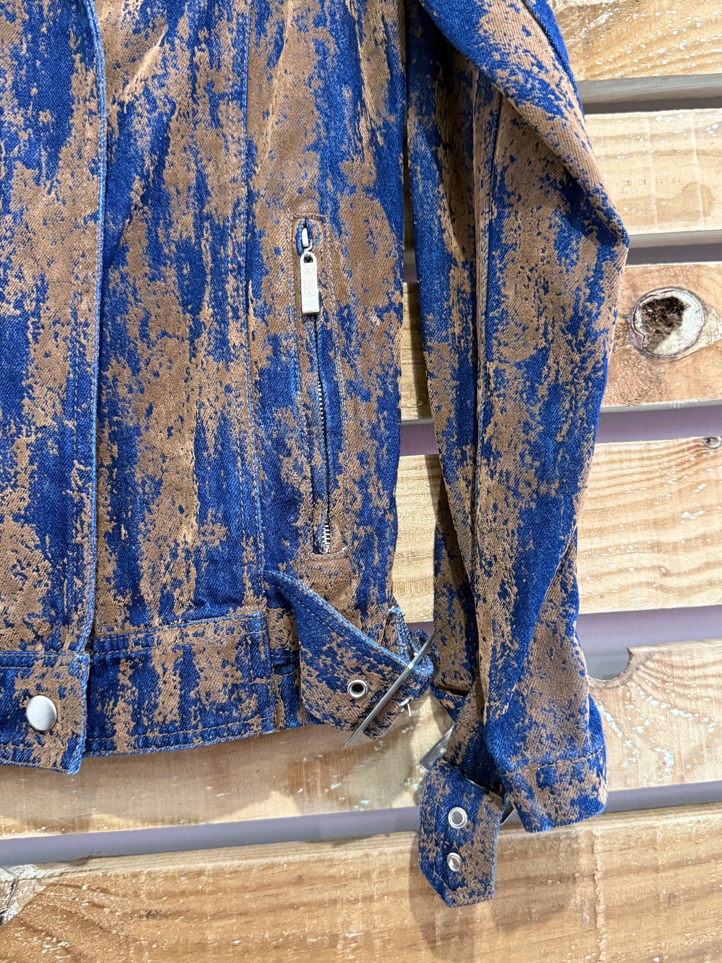 Vintage Y2K denim biker denim jacket. Size small. Festival/ grunge.