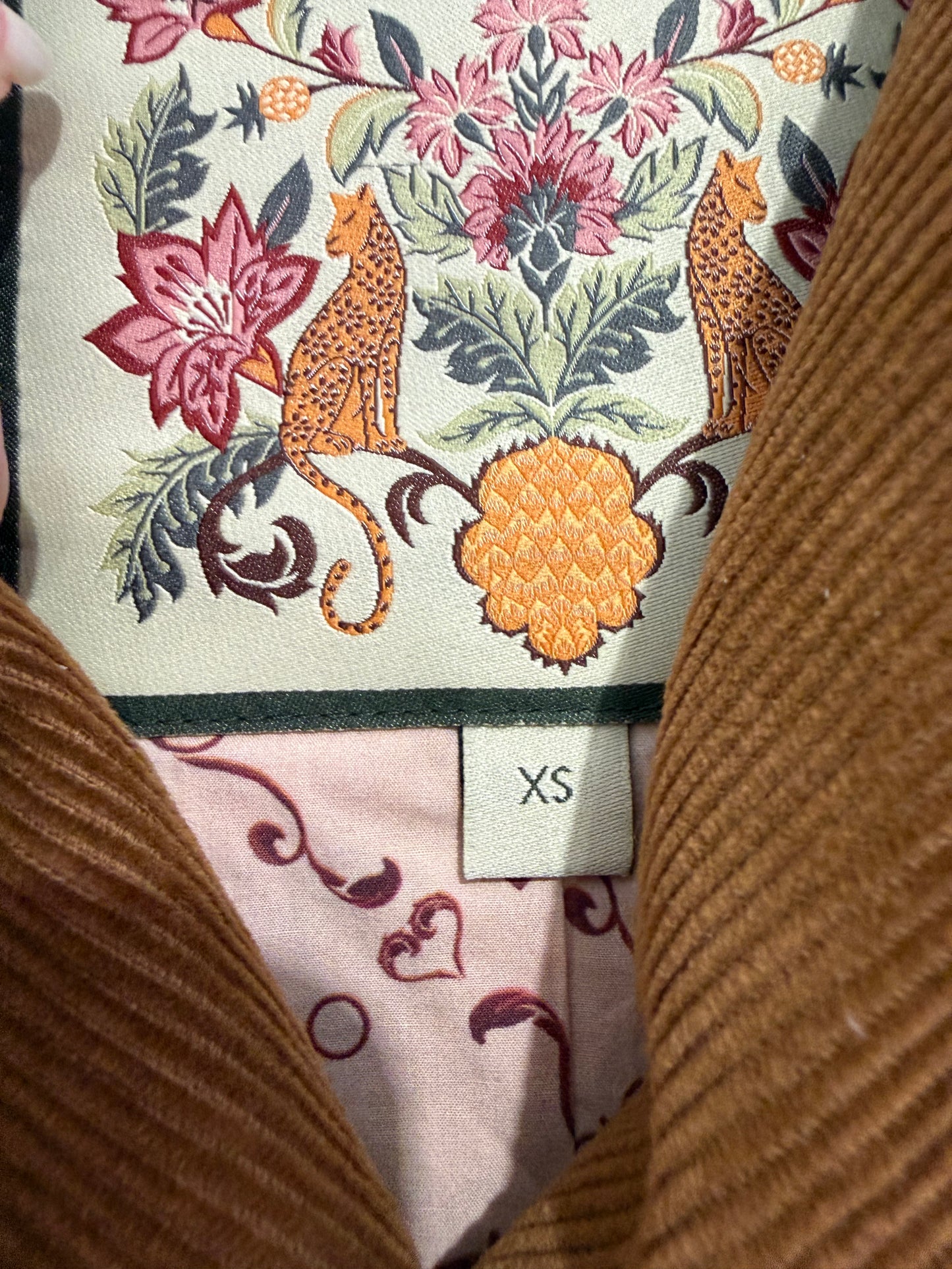 BNWT Barbour x Farm Rio Cami Quilted Jacket. Pink patchwork. Size XS.