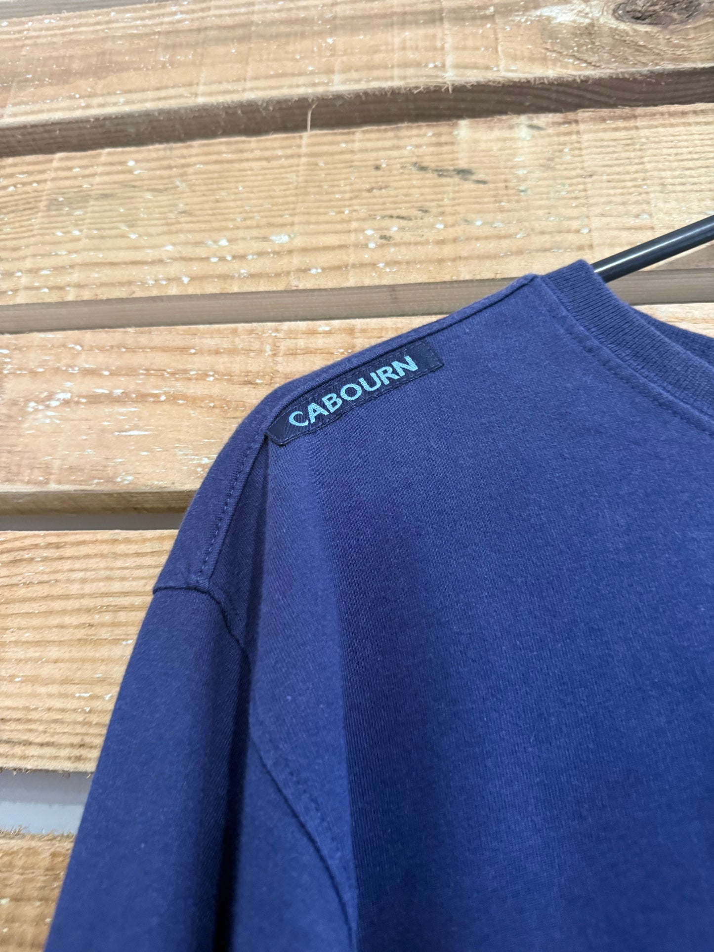 Vintage Y2K Cabourn logo long sleeved T-shirt. Blue. Size Large.